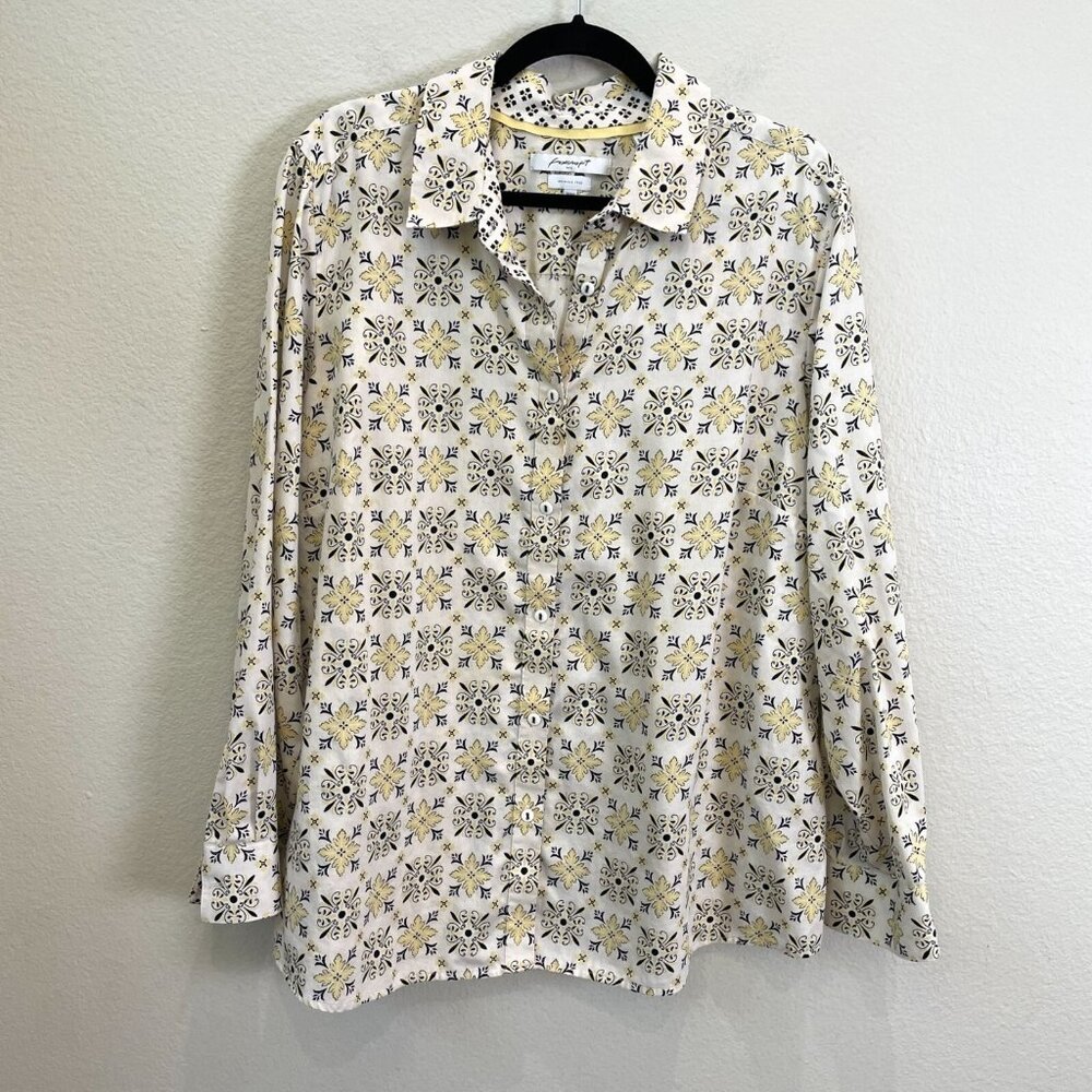 Foxcroft Womens Plus 20W Shaped Wrinkle Free Shirt Floral Long Sleeve Top Blouse - Picture 1 of 9